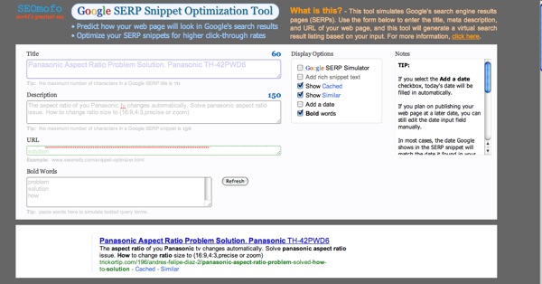 Google SERP Snippet Optimization Tool